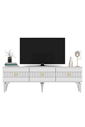 MİDASDH TV STAND (ALT MODÜL) BEYAZ-ALTIN