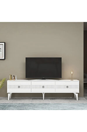 MİDASDH TV STAND (ALT MODÜL) BEYAZ-GÜMÜŞ