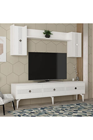 MİDASDH TV ÜNİTESİ TAKIMI BEYAZ-GÜMÜŞ