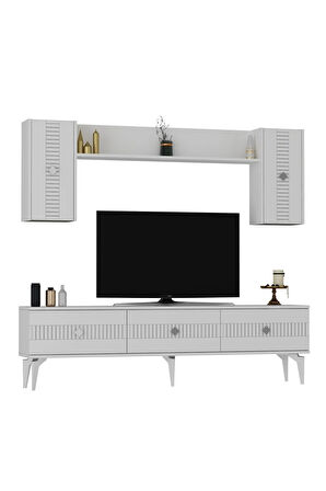 MİDASDH TV ÜNİTESİ TAKIMI BEYAZ-GÜMÜŞ