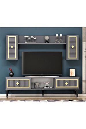 NİLDH 150 CM TV ÜNİTESİ ANTRASİT ALTIN