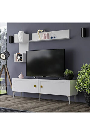 OWENDH TV ÜNİTESİ TAKIMI BEYAZ (BEYAZ DESEN)