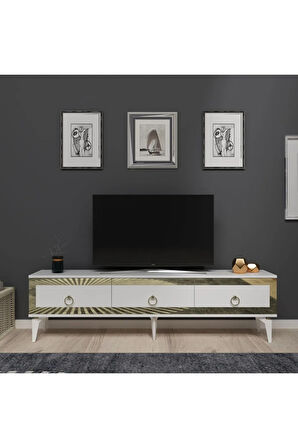 Ponnydh Tv Sehpası Beyaz Altın