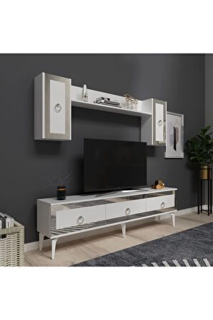 PONNYDH TV ÜNİTESİ BEYAZ GÜMÜŞ