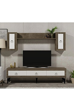 SELENDH TV ÜNİTESİ TAKIMI CEVİZ-BEYAZ