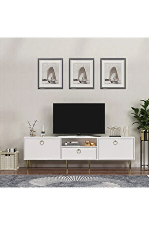 SOLEDH 180 CM TV ÜNİTESİ SEHPASI BEYAZ