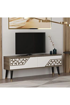 TORONTODH 2 KAPAKLI TV SEHPASI CEVİZ BEYAZ