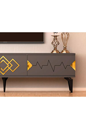 RİTİMDH 180 CM TV ÜNİTESİ TAKIMI ANTRASİT ALTIN