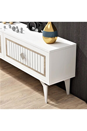 VENNADH 120 CM TV ÜNİTESİ BEYAZ GÜMÜŞ