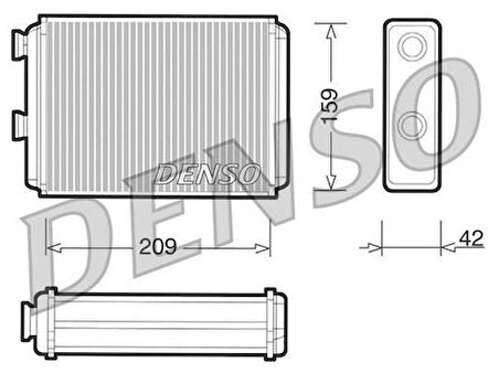 Denso DRR09070 Kalorifer Radyatörü Doblo 01 Punto 01 Idea 04 AC Klimasız 209X159X42 0000046722950