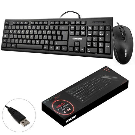 C-74 Kablolu Klavye Q Standart + Mouse Seti