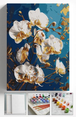 Sayılarla Boyama Seti Numaralı Tuval Fırça Boya Askı Aparatı Dahil Set 40x50 Cm - DENİZ ÇİÇEĞİ
