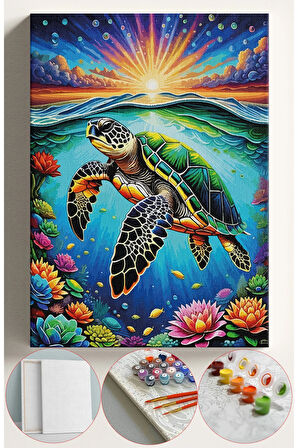 Sayılarla Boyama Seti Numaralı Tuval Fırça Boya 40x50 Cm - DENİZKAPLUMBAĞA