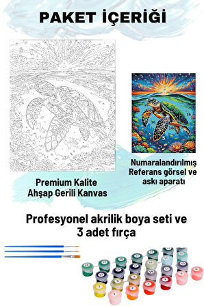 Sayılarla Boyama Seti Numaralı Tuval Fırça Boya 40x50 Cm - DENİZKAPLUMBAĞA