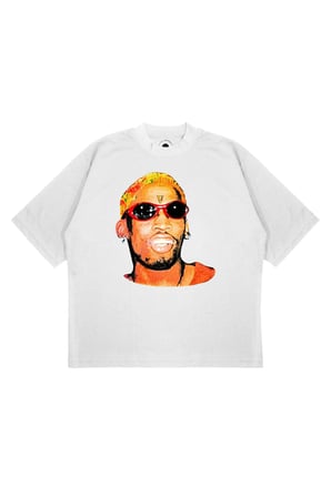 Unisex Oversize DENNIS RODMAN VLONE Baskılı Boxy Fit Kalın Kumaşlı (240gsm) T-shirt