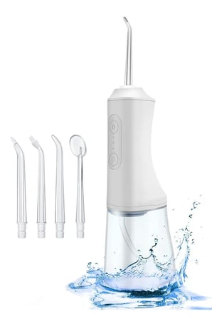 Şarjlı Ağız Duşu ve Diş Protez Bakımı 3 Modlu Diş Arası Temizleyici 300ML 4 Başlıklı Taşınabilir