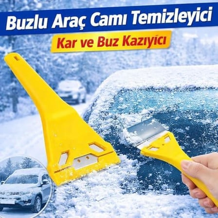 Araç Cam Buz Kazıyıcı - Ergonomik Saplı Kar Don Temizleyici - Araç Ön Camı İçin Çizmez Dayanıklı Buz