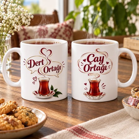 Dert ve Çay Ortağı 2`li Porselen Kupa Seti - MODEL 362