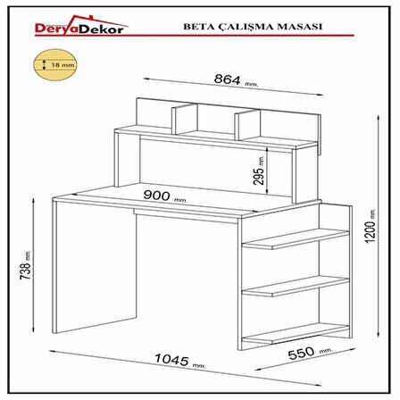 Bmdekor Poyraz Bilgisayar Masası - Çalışma Masası Ahşap 104 x 73 cm Beyaz 