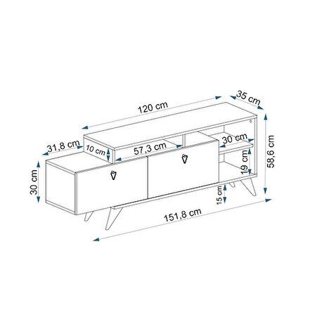 TV Sehpası Yaprak Antrasit 150 cm