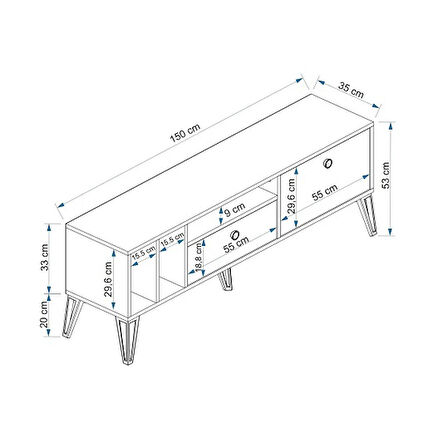 TV Sehpası Alfas Atlantikçam 150 cm