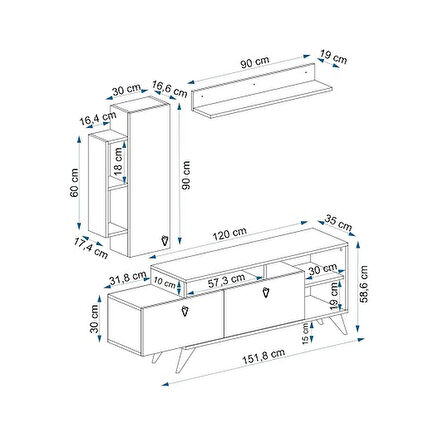 TV Ünitesi Cunda Kristal 150 cm