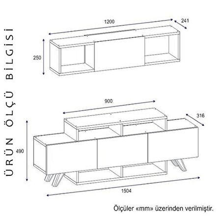 TV Ünitesi Arzu Beyaz Ceviz 150 cm