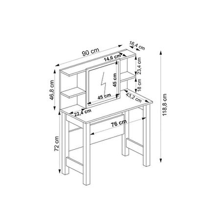 Makyaj Masası Leylak  Ceviz Antrasit