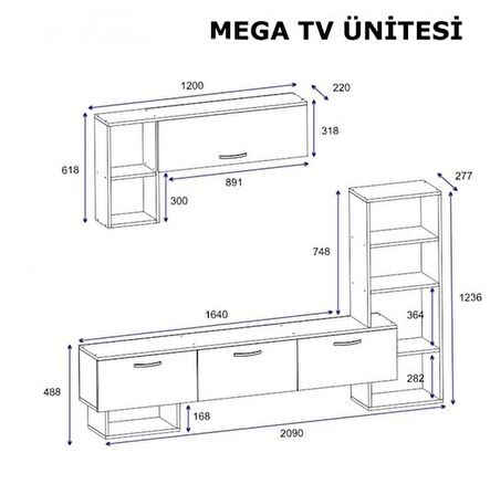 TV Ünitesi Star Beyaz Mermer Desen