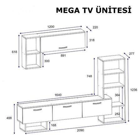 TV Ünitesi Star Çırağan Mermer Desen 209 cm