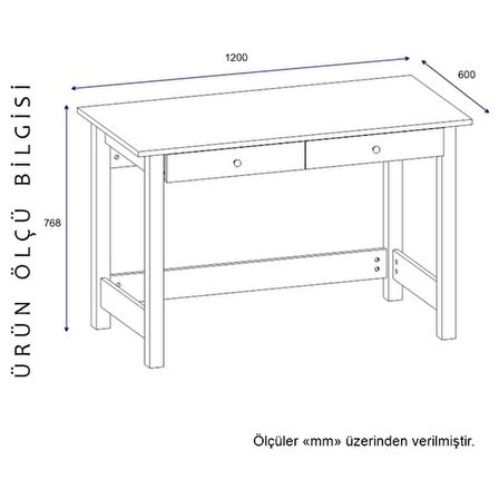 Bmdekor Roma Çalışma Masası Ceviz 120 x 76 cm Siyah 