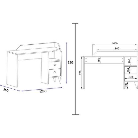 Bmdekor Zerda Çalışma Masası Ahşap 120 x 55 cm Beyaz 