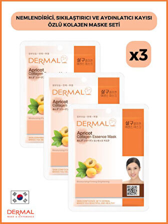 Dermal Nemlendirici, Sıkılaştırıcı Ve Aydınlatıcı Kayısı Özlü Kolajen Maske 23 gr 3 Adet