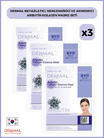 Dermal Beyazlatıcı, Nemlendirici Ve Arındırıcı Arbutin Kolajen Maske 23gr3 Adet