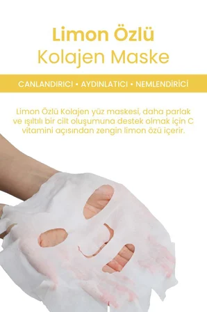 Dermal Aydınlatıcı, Destekleyici Ve Nemlendirici Limon Özlü Kollajen Maske 23 Gr 10 Adet