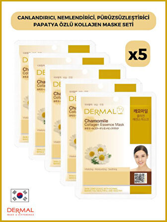 Dermal Canlandırıcı, Nemlendirici, Pürüzsüzleştirici Papatya Özlü Kollajen Maske 23 Gr 5 Adet