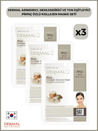 Dermal Arındırıcı, Nemlendirici Ve Ton Eşitleyici Pirinç Özlü Kollajen Maske 23 Gr 3 Adet