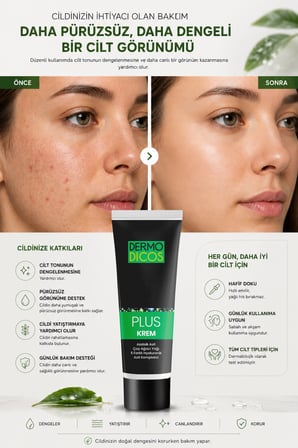 Dermodicos Plus Gece Kremi 30 ml (% 10 TTO % 20 Azelaik Asit)