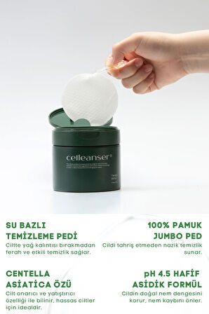 CELLEANSER Centella Asiatica içeren %100 Pamuktan yapılmış Nemlendirici Temizleme Pedi Therapy Oil Pad