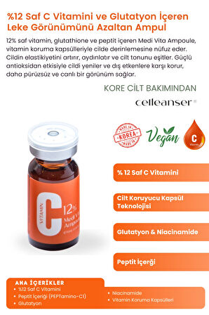 CELLEANSER %12 Saf C Vitaminli Leke Karşıtı Ve Aydınlatıcı Peptitli Serum