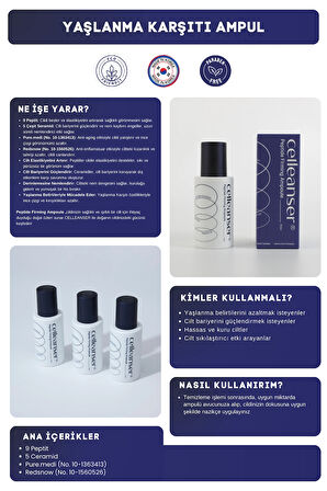 CELLEANSER Kırışıklıkları Karşıtı, Elastikiyet Arttırıcı, Cilt Sıkılaştırıcı Peptitli Serum