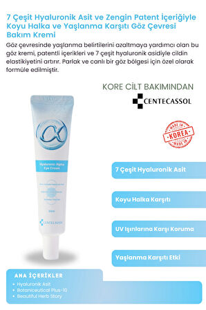 CENTECASSOL Göz Çevresine Özel Bakım: Hyaluronic Alpha Eye Cream ile Canlı Bakışlar