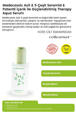 Madecassic Asit & 5 Çeşit Seramid İçeren Yatıştırıcı ve Nemlendirici Therapy Aqua Serum