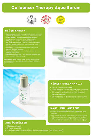 Madecassic Asit & 5 Çeşit Seramid İçeren Yatıştırıcı ve Nemlendirici Therapy Aqua Serum