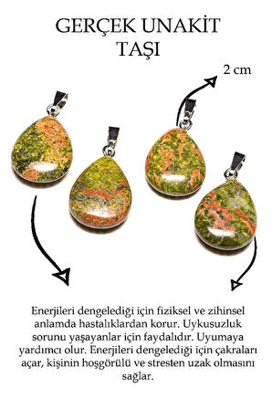 Sertifikalı Damla Kesim Unakit Taşı Kolye