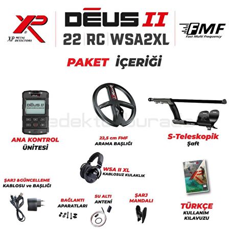 DEUS 2 22,5CM FMF BAŞLIK,ANA KONTROL ÜNİTESİ,WSA2XL KULAKLIK