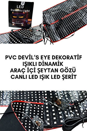 PVC Devil’s Eye Yapışkanlı Dinamik Işıklı Araç İçi Şeytan Gözü Canlı Led Işık Led Şerit 120 Cm