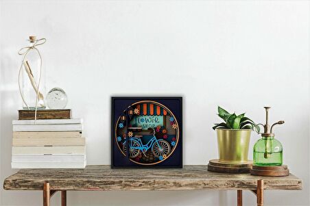 Çiçekçi Dükkanı Üç Boyutlu El Yapımı Ahşap Biblo