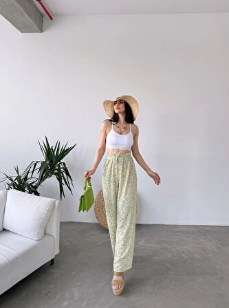 Kadınesenli Beli Bağlamalı Bürümcük Pantolon