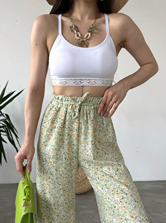 Kadınesenli Beli Bağlamalı Bürümcük Pantolon